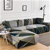 OKJK Copridivano Angolare Stampato, per Soggiorno, Chaise Longue Elasticizzato, con Penisola, per Divano in Pelle, Lavabile in Lavatrice (Color 2, Large (190-230cm) 1PC)