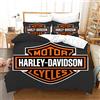 NICHIYO, set copripiumino e federe, motivo: Harley Davidson, in microfibra, con stampa digitale 3D, set da 3 pezzi (copripiumino + federe) (2, letto king 220 x 240 cm)