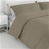 Corredocasa Set Copripiumino Singolo in Puro Cotone, Made in Italy - Biancheria Letto Tinta Unita con Sacco per Piumone e 1 Federa - Morbido, Traspirante e Facile da Lavare (Tortora, Singolo)