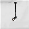 LYOUAE Lampada a sospensione Faretti moderni orientabili LED 10W Faretti da incasso su palo telescopico a montaggio superficiale Plafoniere nordiche a testa singola con palo lungo(Black,75-150cm)