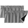 LINFKY Tende corte Mantovana, Termoisolate Tende Piccole per Finestre della Cucina, Tenda Corta per Il Bagno per La Finestra del Camera da Letto, 132x46cm (Grigio Chiaro,2)