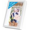 PHOTOLINI 3D cornice A4 21x30 cm bianco, profonda con vetro e passe-partout, cornice per oggetti fino a 3 cm di profondità, legno MDF - perfetta per il fai da te e come regalo