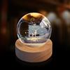 JHzood 3D Crystal Ball Nightlight Decor Lamp, Solar System Planets Crystal Ball Sphere Table Decor Crafts, With Base, Home Room Led Night Lamp-USB Powered (Deer)