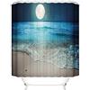 OCEUMACO Design Mare Tenda Doccia Antimuffa Stampa 3D Spiaggia Onda Blu Scura Tende Vasca da Bagno in Tessuto Poliestere Impermeabile Luna Oceano Moderna 240x200 cm Lavabile Lavatrice