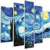 Giallobus - 5 Multi pannello Art Board - Vincent Van Gogh - Notte stellata - Legno Mdf - 140x100