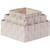 BM 4624 Cestino Portaoggetti Bagno Effetto Rattan Quadrato, Set di 3 Cestini da Scaffale Beige Intrecciato Organizer Scatole Portaoggetti Adatto a Diversi Usi Organizzazione