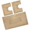 BiancheriaWeb Tappeto Bagno Doccia Spugna Tinta Unita Torino Tappetino Super Assorbente in Cotone Pelo Corto con Greca Parure 3 Pezzi Beige