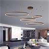 FUMIMID Lampadario Sospensione LED Lampada Soggiorno Lampadario Dimmerabile Con Telecomando Lampade Sospensione Moderne Tavolo Pranzo Soffitto Luminoso Acrilico Rotondo Alluminio,Marrone,4laps40+60+80+100cm