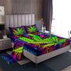 Loussiesd Set di lenzuola per bambini King Marijuana, set di lenzuola con foglie di cannabis, set di biancheria da letto per ragazzi e ragazze, ultra morbida, in microfibra, con angoli colorati + lenzuolo pian