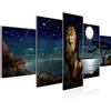 Runa Art Africa Leone Murali Tela Non Tessuta 5 Pezzi Cielo Notturno Luna Blu Camera Da Letto Corridoio 022953a