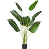 HOMCOM Albero Artificiale di Banano 160 cm con Vaso e 10 Foglie Realistiche, Pianta Finte Tropicale per Decorazioni Interni ed Esterni, Verde