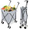 COSTWAY Carrello Spesa Pieghevole con Ruote, Carrello Portaspesa con Fodera in Tessuto Oxford Rimovibile e Impermeabile, 90L, Capacità di peso 55 kg (Grigio)