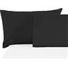 BANZAII TEXTILE INNOVATOR ONLINE Banzaii Coppia Federe Cuscini Letto in Microfibra 50x80 cm, Anallergiche, Antiacaro, Made in Italy, Nero