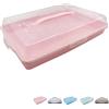VIRSUS Porta Torte RETTANGOLARE in plastica, misura 43x30x10 cm, Contenitore con coperchio trasparente, portatorte 4 chiusure di sicurezza, per la conservazione di dolci e torte -6778F (Rosa)