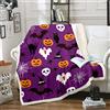 Loussiesd Coperte in pile per bambini con tema Halloween, tessuti con crani, fantasmi, pipistrelli, zucche e lanterne, decorazioni murali spaventose per Halloween, coperta da getto in stile sherpa per la camera