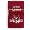 Tex family Set Asciugamani Tirolese Cervo e Stelle Alpine Bordeaux - Tirolo - Spugna 100% Cotone - Ricamo Made in Italy