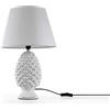 Gicos Lampada lumetto forma pigna con base in ceramica colore bianco cappa bianca 45CM cm attacco lampada E14 TOR-830686