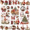 WANDIC 3 fogli di adesivi trasferibili per mobili, albero di Natale, ghirlanda di pino, alce per scrapbooking, scatole regalo, decorazioni per le vacanze, 15 x 30 cm