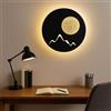 TEKHOME Applique da Muro LED 16W Design Rotondo con Motivo Montagna e Sole, 3000K-6500K, Bianco/Nero, Lampada da Parete Moderna per Camera da Letto Soggiorno Corridoio E48 (NERO)