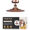 LEDSone Lampada da soffitto con base E27 da incasso in metallo a forma piatta industriale vintage con paralume in rame