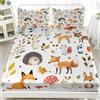 Generic Set Lenzuola per Bambini, Lenzuolo con Angoli 180x200x30cm Animali Della Foresta Dei Cartoni Animati Lenzuolo con Angoli Morbidi Traspirante con Tasca Profonda 30cm, Bianco Biancheria da Letto