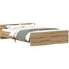vidaXL Giroletto Senza Materasso Rovere Artigianale 135x190cm, mobili Camera da Letto, Base del Letto, Letto Matrimoniale, Letto, Rete del Letto