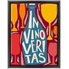 ConKrea QUADRO SU TELA CANVAS INTELAIATO - CON CORNICE - In Vino Veritas - Enoteca Vino - Illustrazione Cubista - 30x40cm - Stile Moderno Nero - (cod.3037)
