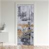 Loussiesd Tenda vintage astratta per armadio e porta, per bambini, disordinato, antiruggine, per porta, privacy, moderno, grunge, divisorio, tenda, leggera, bianca, grigia, 86 x 203 cm