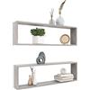 Homgoday Mensole Parete a Cubo 2pz Grigio Cemento 100x15x30 cm Truciolato, Mensola da Muro, Mensole da Parete, Scaffale da Parete Mobile a Parete Appendere Ripiano per Soggiorno Camera da Letto
