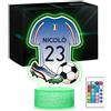 Maverton Lampada da notte personalizzata calcio - RGB 16 Colori - Regalo Comunione Maschio, Regalo Bambino 10 Anni Maschio, Regalo Comunione Bambino - Idea Regalo Compleanno per Ragazzi