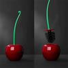 Starnearby Scopino e Portascopino WC a Forma di Ciliegia Rossa, Spazzolone Bagno WC, Scopino WC con Supporto, Scopino per WC con Manico Lungo, Scovolino WC Strumento per Pulizia Toilette
