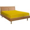 fashion home Pagano Lenzuolo Sotto con Angoli ed Elastici 100% Cotone, Made in Italy, matrimoniale Giallo misure 170/180 cm x 190x200 cm + 25 cm