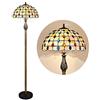 WDBZTJ Tiffany Style Lampada da terra, 2 Luce, Mosaico Piano Luce d'epoca, Antico Rustico Base Decor chiaro in piedi a LED per Camera da letto Soggiorno Ufficio di lettura (16 pollici),F