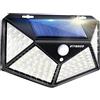 ARRANCIO Luci Solari Esterno Giardino, 114 LED Faretti Solari, Lampade Solari da Giardino, Balcone e Terrazzo con Pannelli Solari, Sensore Crepuscolare e Movimento, 3 Modalità, Impermeabile IP65 (1 unità, L)
