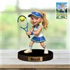 XIAO.Z Personalizzato bambini ragazza sport tennista giocatore foto cartone animato desktop scultura, personalizzato tennis amante immagine quadro ritratto cartone animato segno regalo di targa