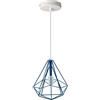 DC VOLTAGE 1 Testa a Forma di Diamante Gabbia di Metallo Lampada a Sospensione Plafoniere Moderna 95 cm Lampadario a Sospensione Industriale retrò Regolabile, Blu Con Lampadina