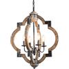 CUNTO Lampadario in stile country francese, lampadario in legno a 4 luci, elegante lampada a sospensione in legno per cottage per sala da pranzo, foyer, ingresso, ristorante
