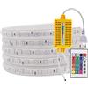 KISUFU Striscia Led COB Flessibile 220V,Striscia LED RGB 5050 con Telecomando, IP65 Impermeabile, Luminose Nastri LED ad Alta Luminosità da 120LED/m,per la Casa, Camera da Letto,TV,Decorazioni (2m)