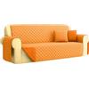 SalGiu Copridivano Trapuntato Double Face Bicolore Salvadivano Universale (Arancio/Corallo, 2 Posti)