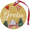 Corredino Neonato Pallina di Natale Personalizzata con Nome Greta, Decorazione Natalizia 100% Italiana, colore oro da 8 cm (oro, Greta)
