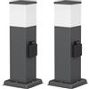 ledscom.de 2 lampioni da marciapiede POLLY per esterni, 35 cm, antracite, presa di corrente, con lampadina G9 inclusa, 596 lm, bianco