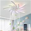KVOYYIRA Lampadario Ventilatore Silenzioso Camera Da Letto, Lampadario Con Pale Per Bambini RGB LED Dimmerabile Reversibile, Ventilatore Soffitto Con Luce Con Motore CC e Telecomando, Bianco