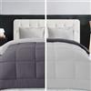 Home Tresor Trapunta Invernale Matrimoniale 260x260, Piumone Caldo Letto Autunno Inverno Tinta Unita Double-Face Imbottita Morbida Microfibra Modello Giuditta Quattro Stagioni Bicolore Grigio Chiaro&Grigio