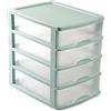 Acan Tradineur - Cassettiera da ufficio, prodotta in Spagna, 4 cassetti trasparenti, torre portaoggetti, armadio, bagno, scrivania, 35 x 27 x 35,5 cm, colore: Verde pastello