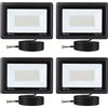 Blivrig 100W Faretto LED Esterno 4 Pezzi, 10000LM 6500K Faro LED Bianco Fredda, Impermeabile IP66 Faretti LED, Luce Proiettore per Cortile Cantiere Giardino Terrazza