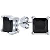 Bling Jewelry Orecchini con perno in CZ con taglio principesco di zirconia cubica nera da .75CT per gli uomini e le donne .925 Argento Sterling