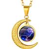 Suplight Collana da Donna con Ciondolo Mezzaluna Segno Zodiacale in Acciaio Inossidabile 316L Placcato Oro 18K Ciondolo 12 Costellazioni Zodiacale Catena 50+5cm Regalo Confezione