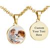 GBTROEY Collana Con Foto Personalizzata Ciondolo Rotondo in Acciaio Inossidabile Testo Inciso Collana Con Foto Gioielli Personalizzati Regalo Catene Commemorative