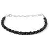Vatslacreations Braccialetto intrecciato con spinello nero, 2 mm, braccialetto con perline di spinello nero, braccialetto intrecciato con perline di spinello nero, gioielli con pietre preziose, argento Sterling 925,