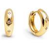 SINGULARU - Orecchini Cerchio Astra S. Ottone con Placcatura Oro 18Kt con Zirconi. Gioielli da Donna
